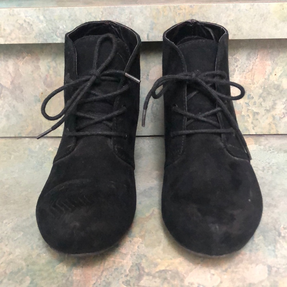 Suede black booties
